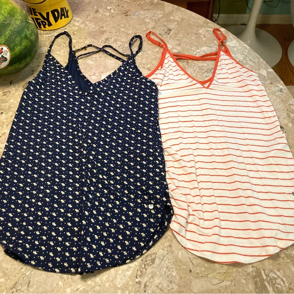 Abercrombie & Fitch Navy Moose and White Striped Camisoles